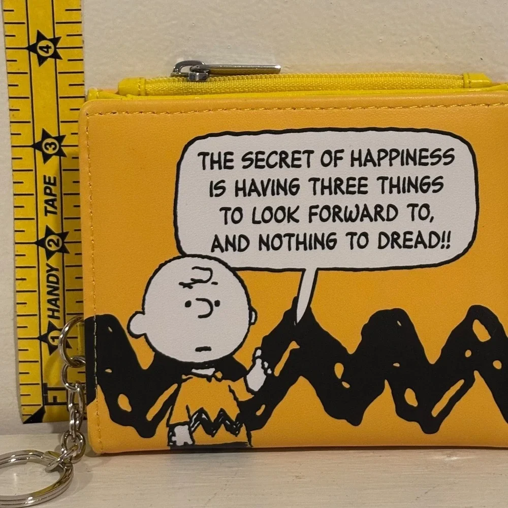 Peanuts Charlie Brown Miniso Wallet Kids Yellow Bifold Keychain New Great Gift!